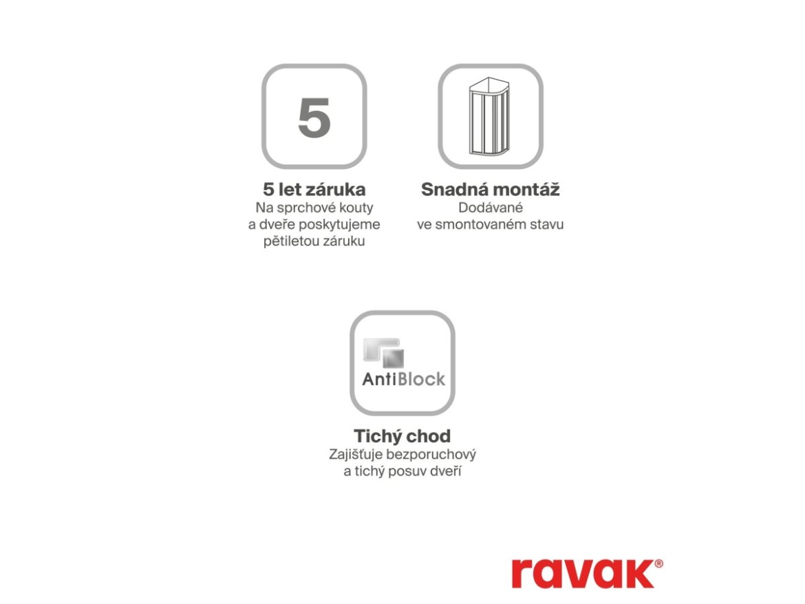 Ravak APSS 90 198, bílá+transparent